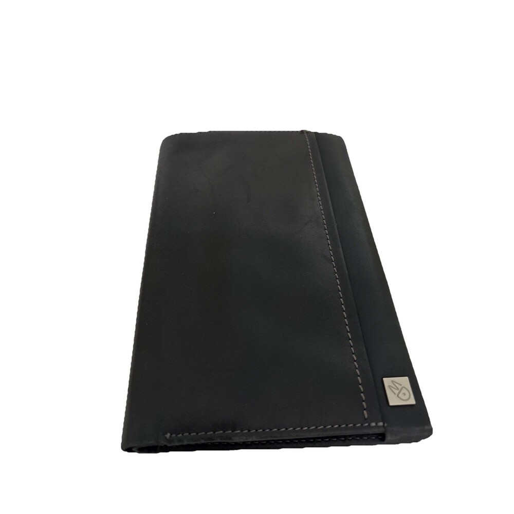 VGUC Mandarina DUCK Unisex BLACK SOFT LEATHER WALLET Card holder 4.5” X 7”